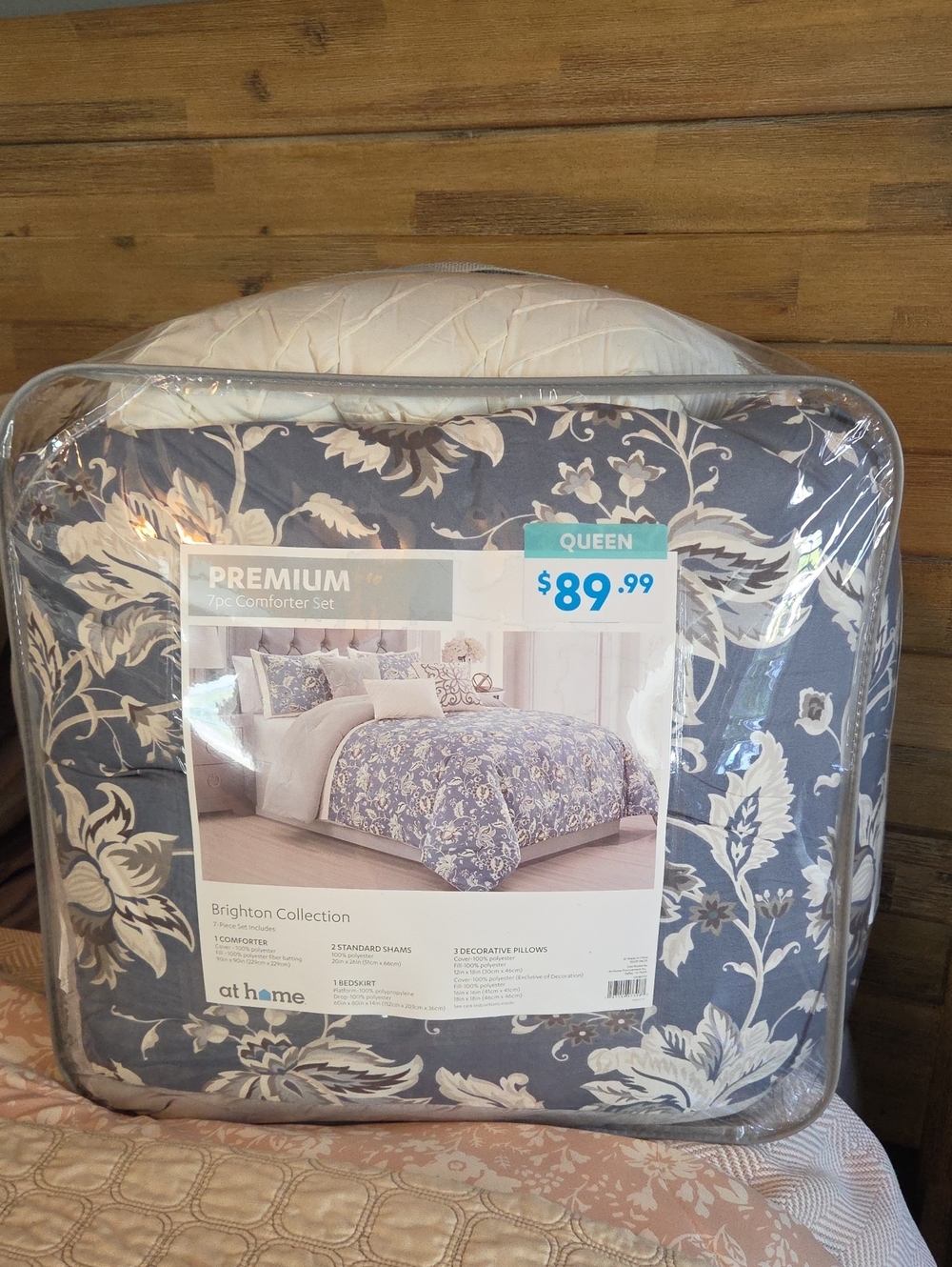 Brighton Collection Queen Comforter Set - Blue Floral Pattern